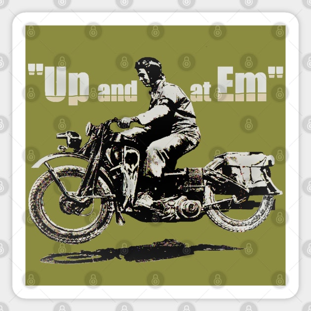 Up and at em Sticker by motomessage